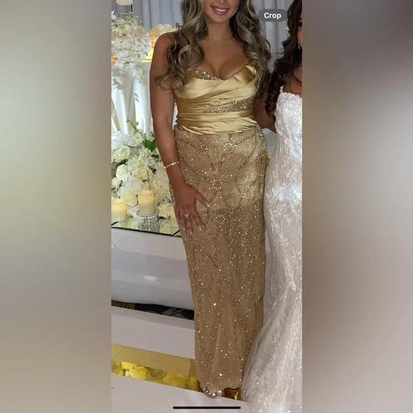 Custom Strapless Gold gown - Picture 1 of 5